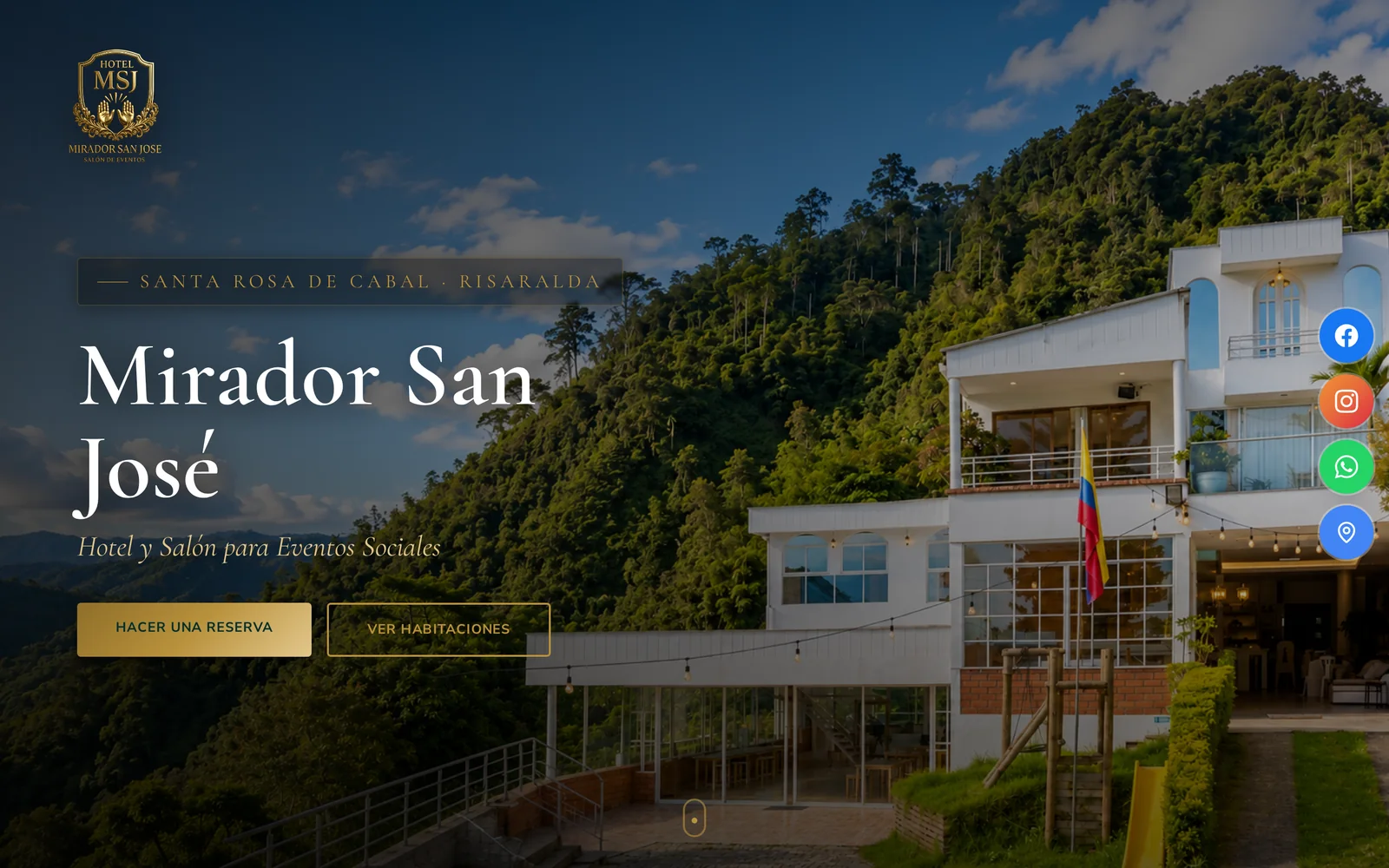 Vista de escritorio de la web del Hotel Mirador San José.